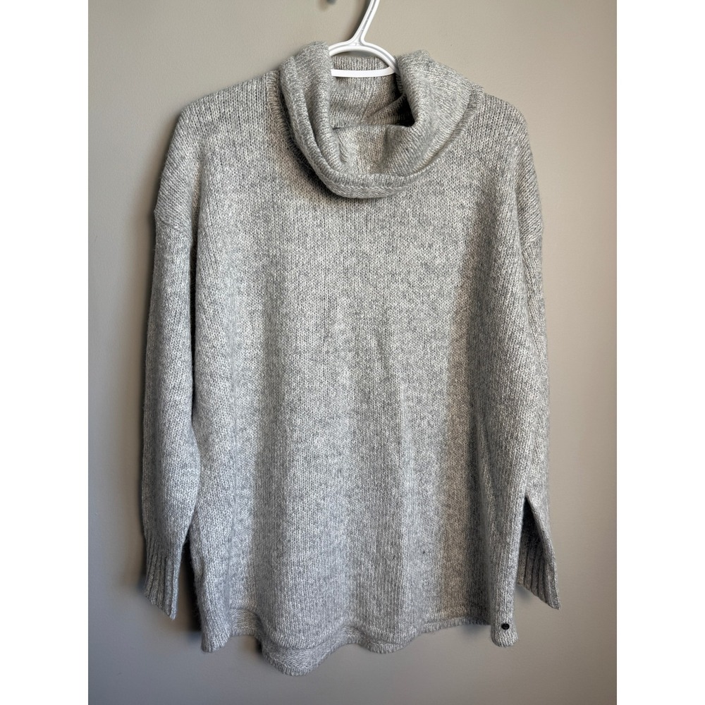 Eddie Bauer Womens Gray Cowl Neck Sweater L Cozy Gorpcore Cabin Knit